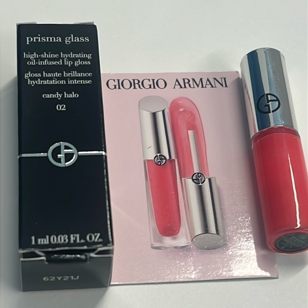 Giorgio Armani Prisma Glass Lip Gloss Candy Halo 02 Mini Lip Color - New